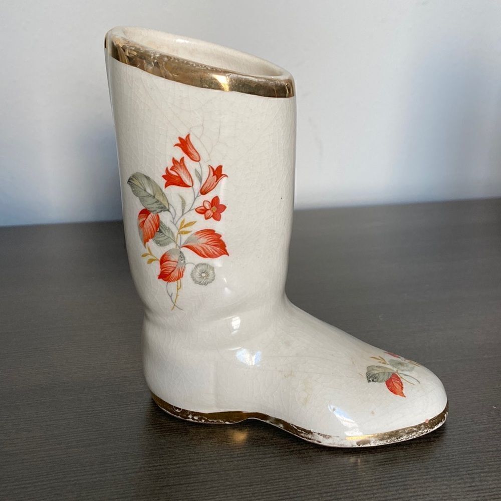 Vintage Ceramic Cowboy Boot Decor